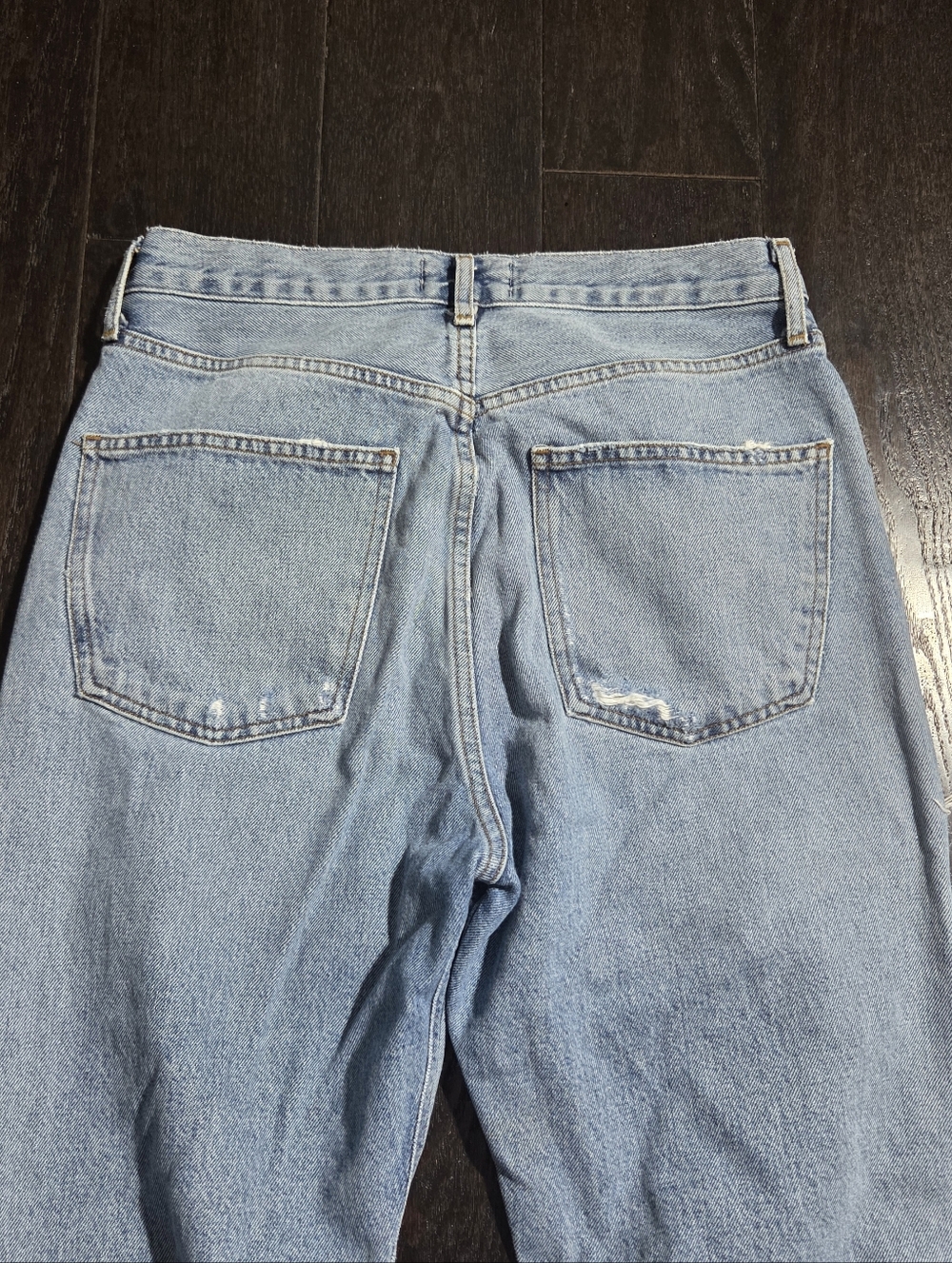 Agolde Light Blue Straight Leg Distressed Jeans - Picture 8 of 9
